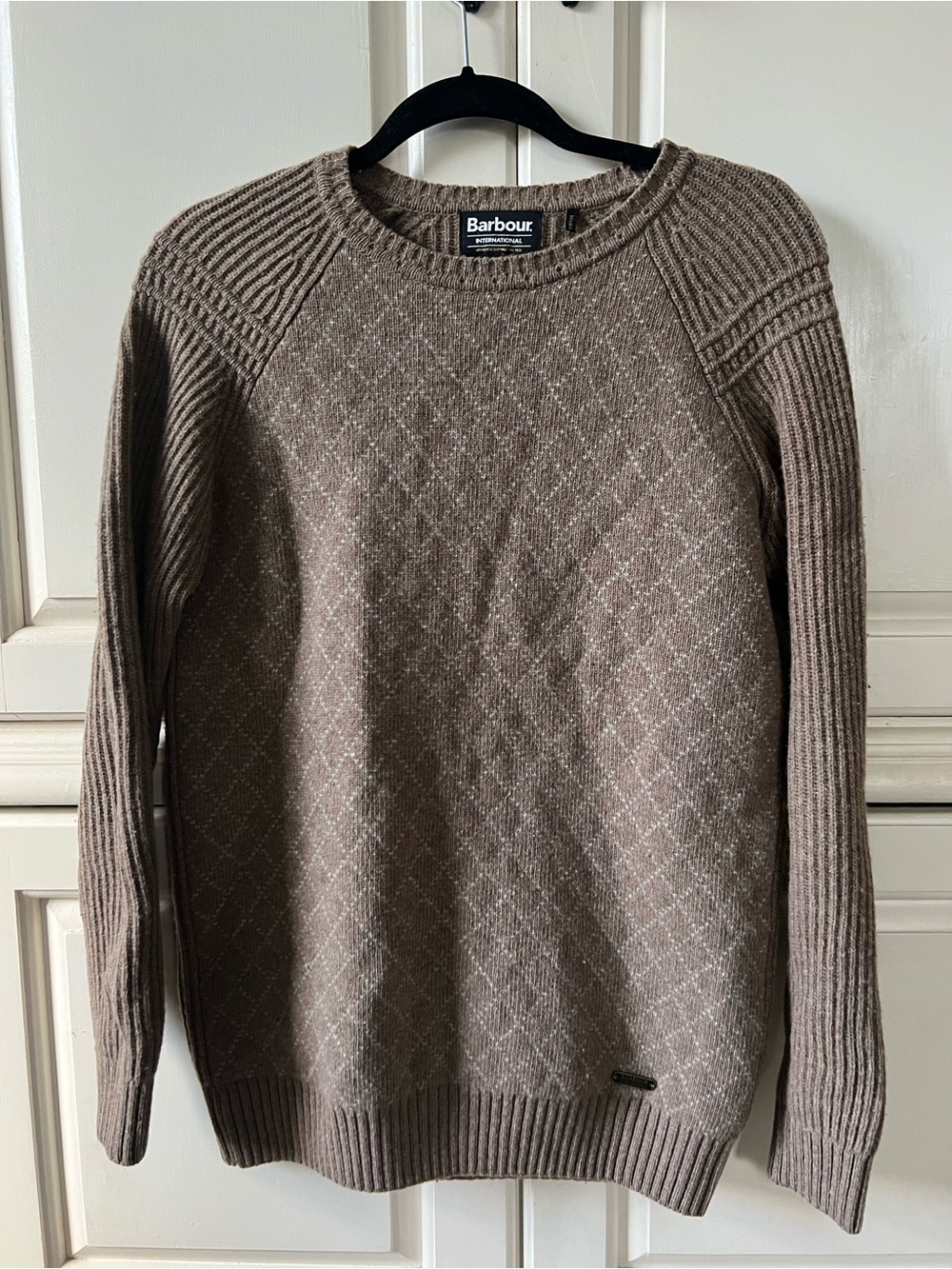 Barbour International Juno Sweater Lambswool Diamond Knit, Womens UK 8 US 4